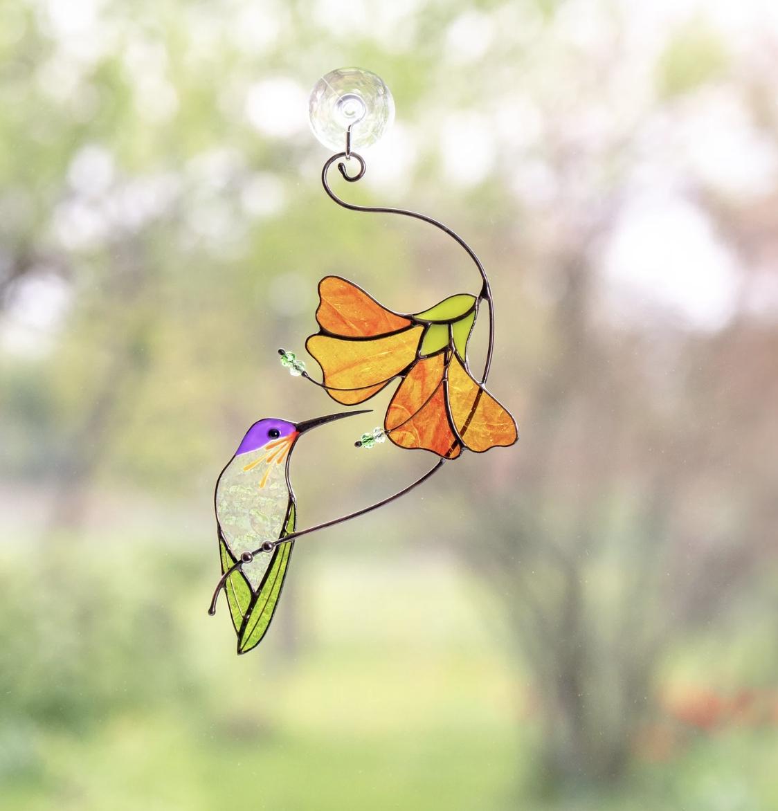 Glass Bird Suncatcher - Unique Window & Wall Hanging Gift for Bird Lovers