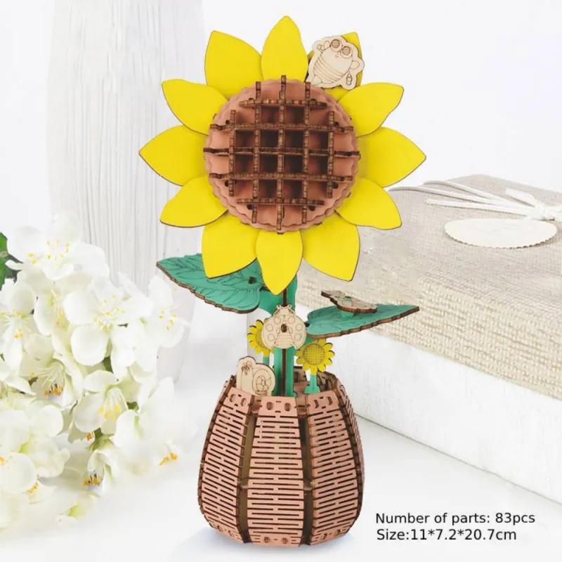 Sunflower DIY Wooden Flower Puzzle 3D Puzzle Mother #39 s Day Gift for Mum