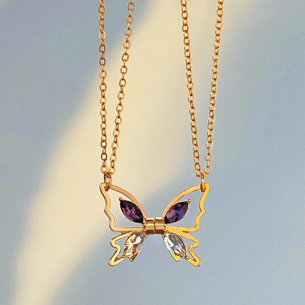 Personalized Couple Necklace Magnetic Matching Butterfly Necklaces for Couples Valentine's Gift for Lover