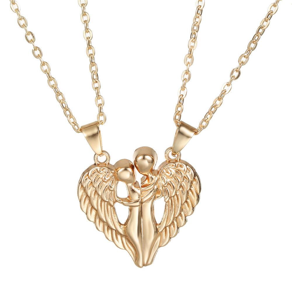 Personalized Couple Necklace Magnetic Matching Angel Necklaces for Couples Valentine's Gift for Lover