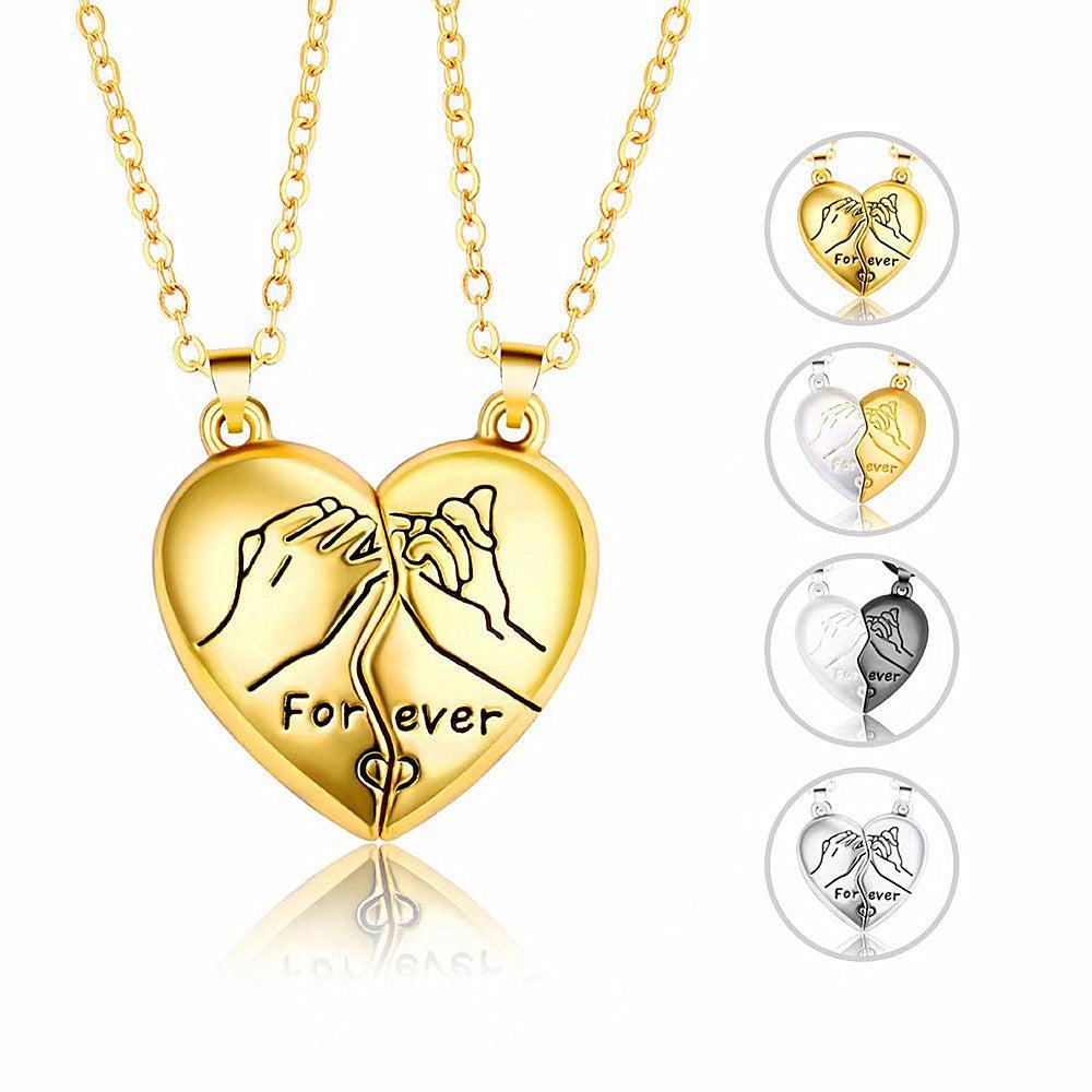 Personalized Couple Necklace Magnetic Matching Pinky Swear Necklaces for Couples Valentine's Gift for Lover