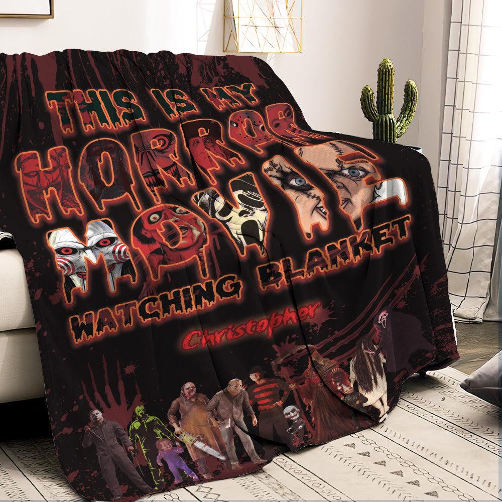 Personalized Horror Movie Watching Blanket Custom Name Blanket MadeMine Custom Drop Shipping