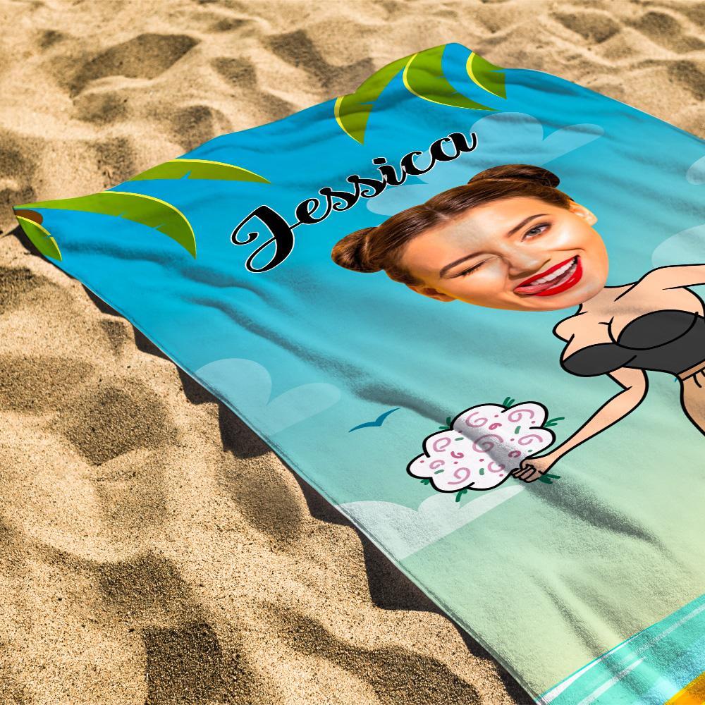 Engraved Photo Towel Gift for Girlfriend Personalized Towel