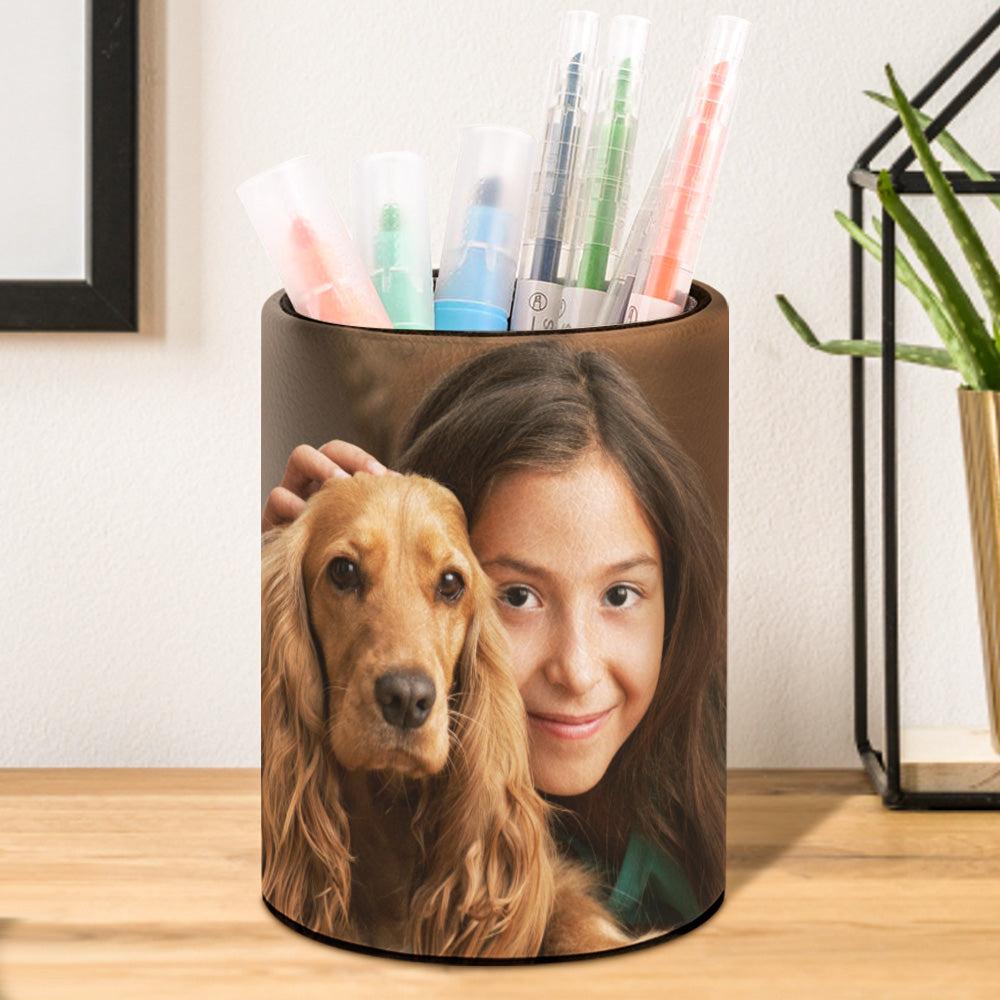 Custom PU Leather Pen Holder Office Pen Organizer Custom Design Pen