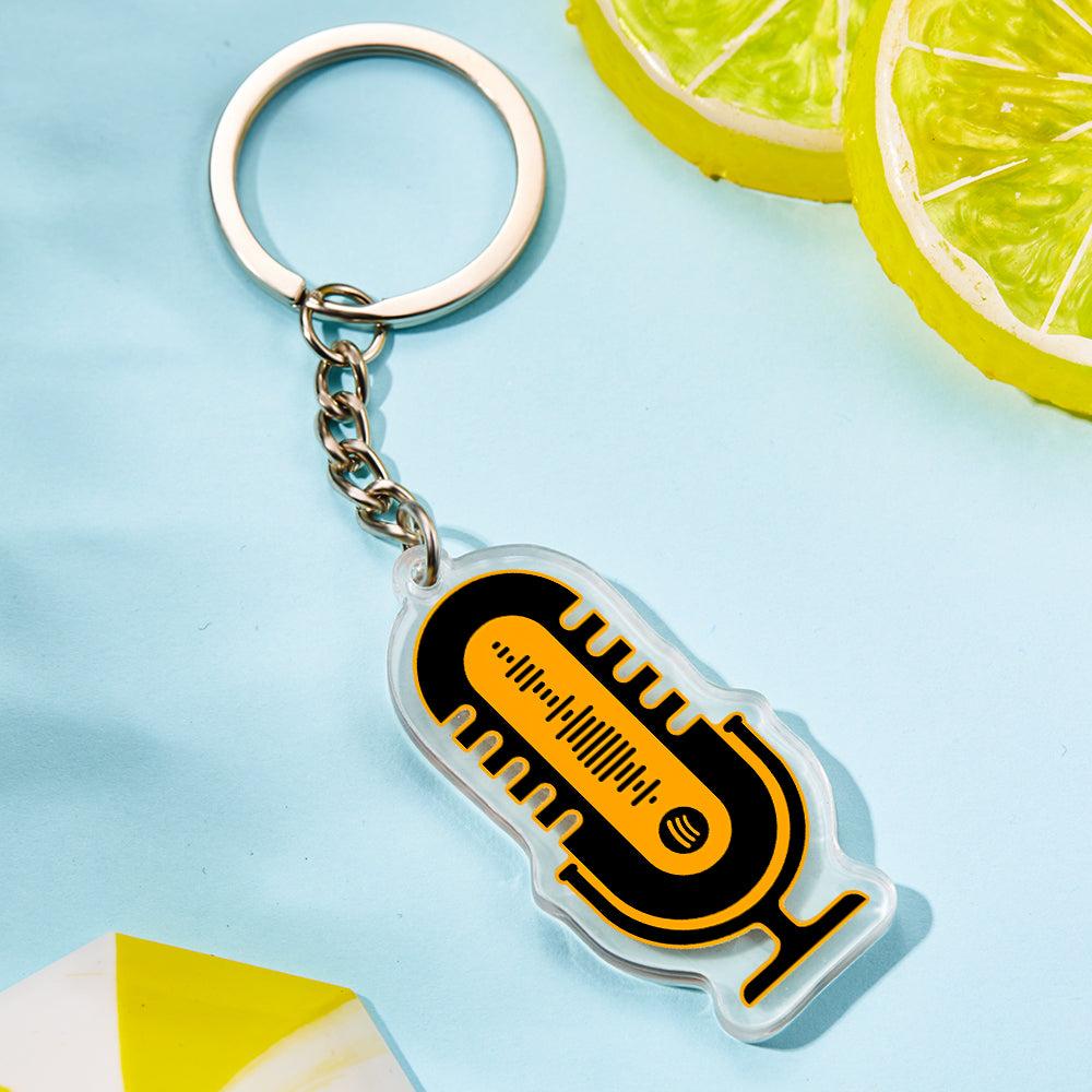 Custom Spotify Keychain Acrylic Keychain Vintage Microphone Keychain Birthday Gift