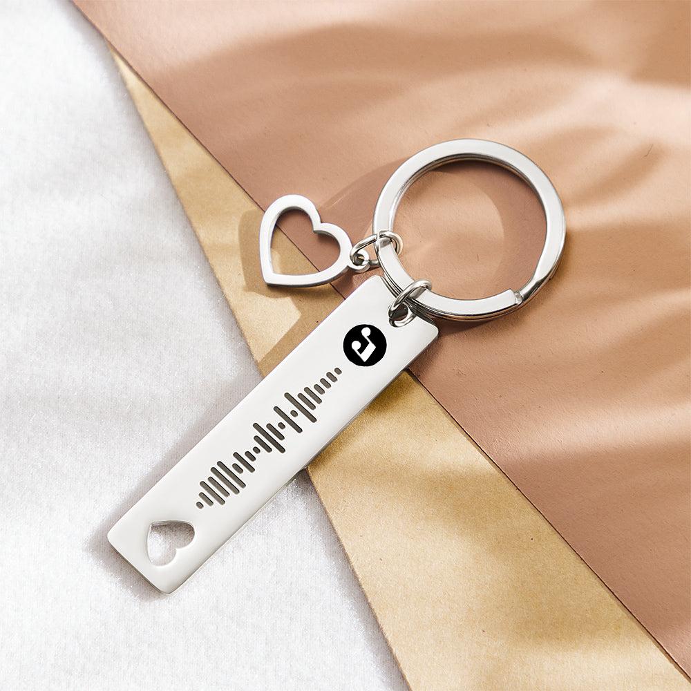 Custom Scannable Spotify Keychain Personalized Engraved Keyring Heart-shaped Creative Gifts