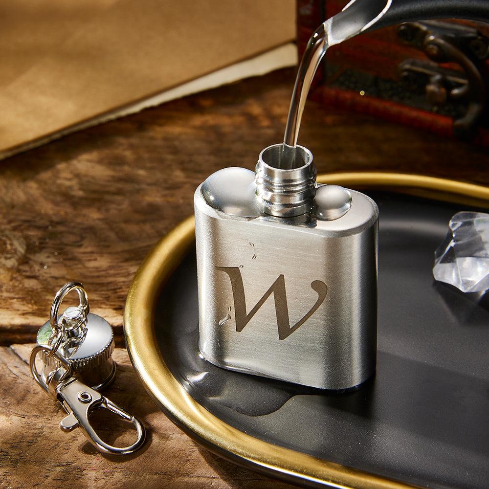Personalized Mini Liquor Flask Keychain Custom Engraved Rectangle Hip