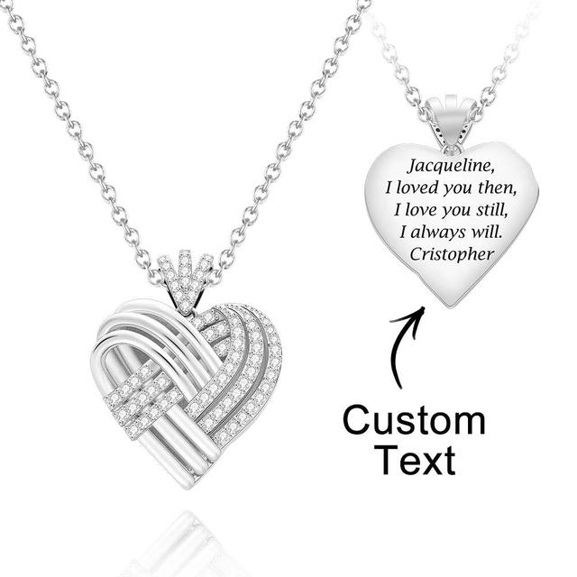 Woven Together Personalized Heart Necklace Custom Engraved Pendant Gifts for Her MadeMine
