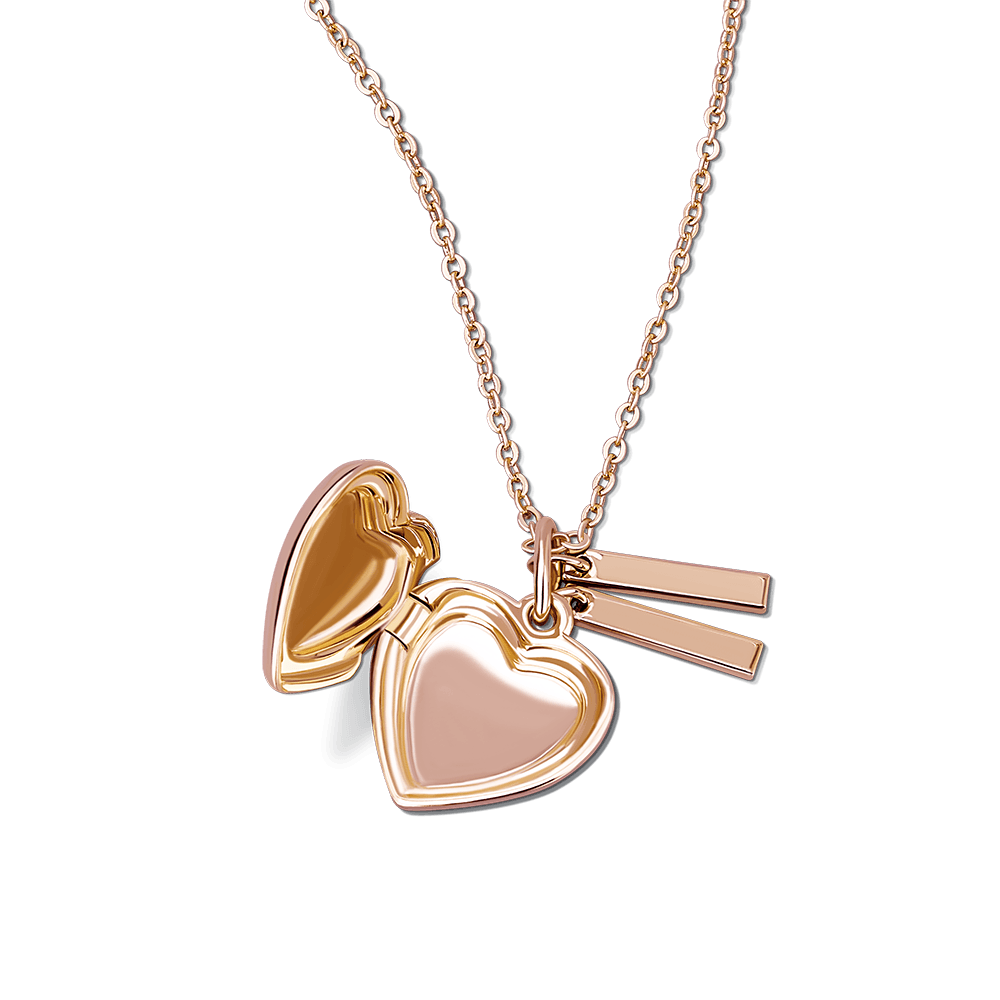 Custom Heart Locket Necklace with Two Bars Dropship Mademine