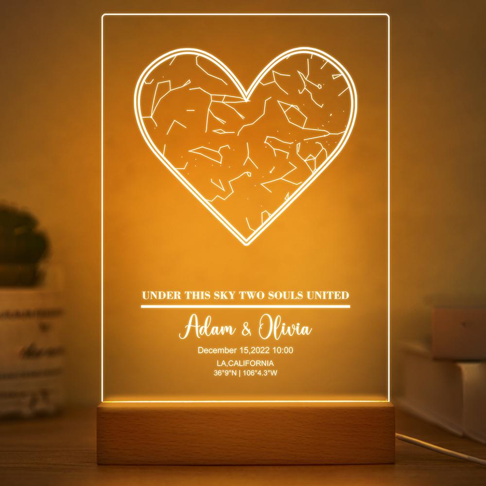 Personalized Star Constellation Map Acrylic Plaque with Light