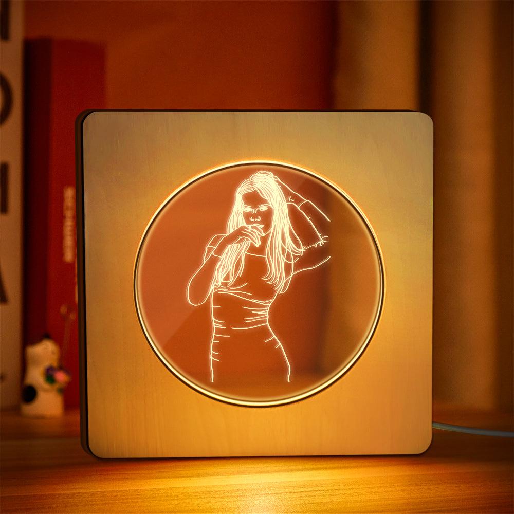 Personalized Engraving Photo Wooden Frame Night Light