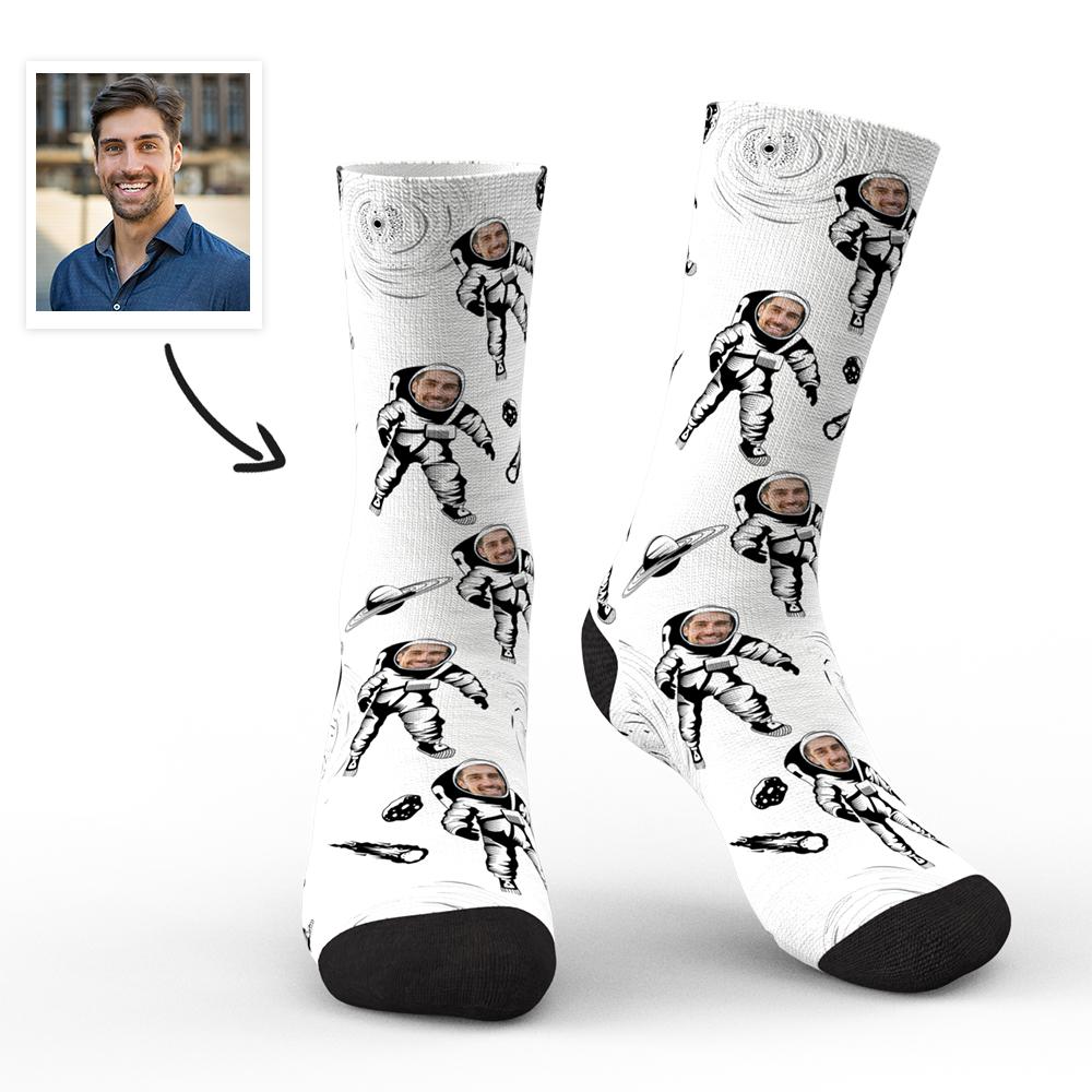 Personalized Astronaut Socks Custom Face Socks with Preview
