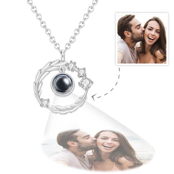 Custom Wreath Jewelry Photo Projection Necklace 925 Sterling Silver