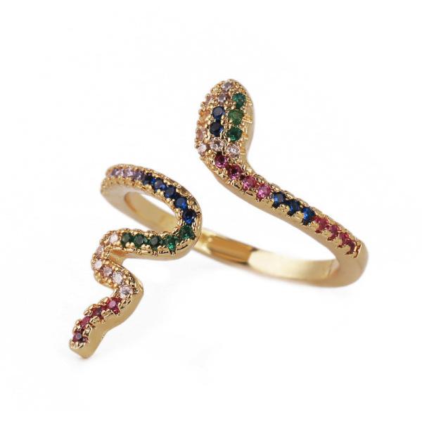 Adjustable Zircon Ring Copper Snake Rings