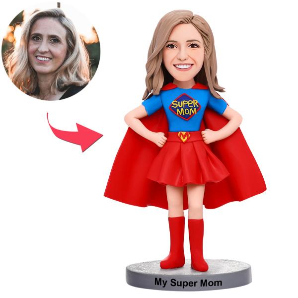 Custom Super Mom Bobblehead with Engraved Text