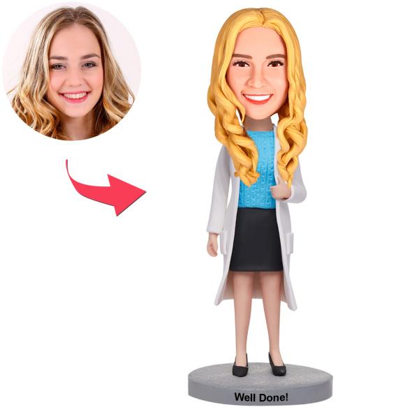 Female Doctor Give You A Thumbs Up Custom Bobbleheads with Engraved Text