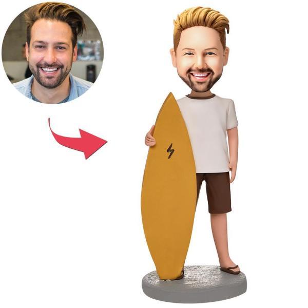 Personalized Man with Surfboard Bobblehead Dolls