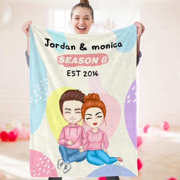 Personalized Name Fleece Blanket for Couple