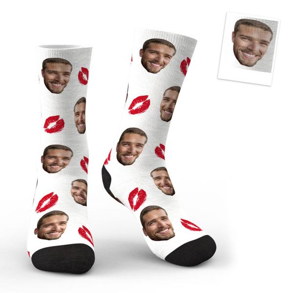 Custom Face Socks Sexy Red Lips Socks for Children and Adults