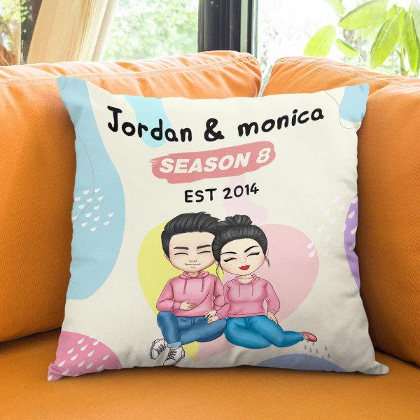 Custom Name Pillowcases Personalized Couple Throw Cushion