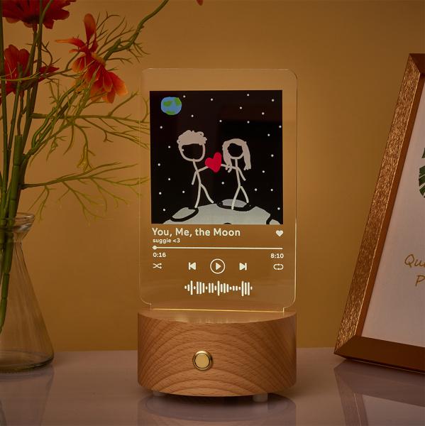 Personalized Night Light Scannable Song Plaque with Bluetooth Speaker Base - 3 Sizes