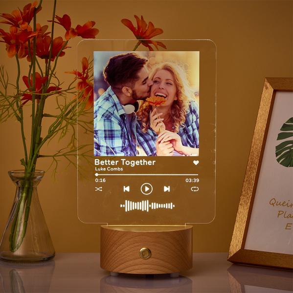 Custom Photo Music Plaque Night Light Bluetooth Speaker Scannable Code Lamp - 6*8 inches