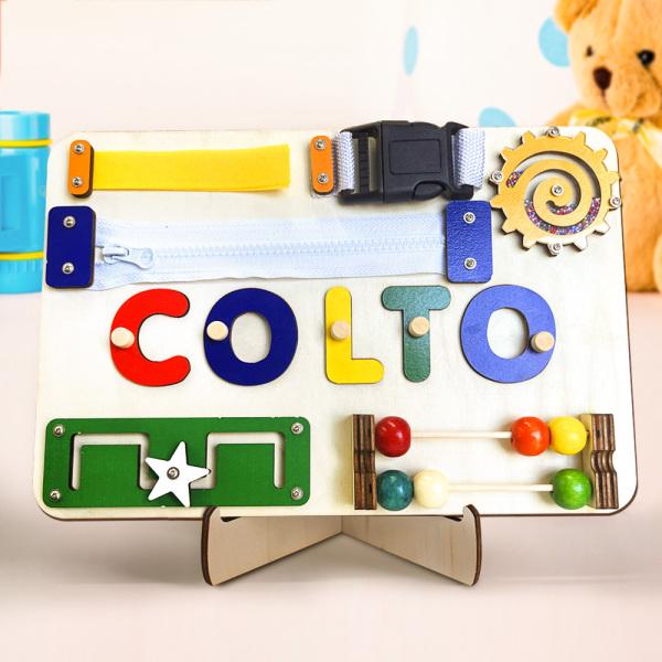 Personalized Wooden Name Puzzle Custom Busy Board Montessori Toy for Kids