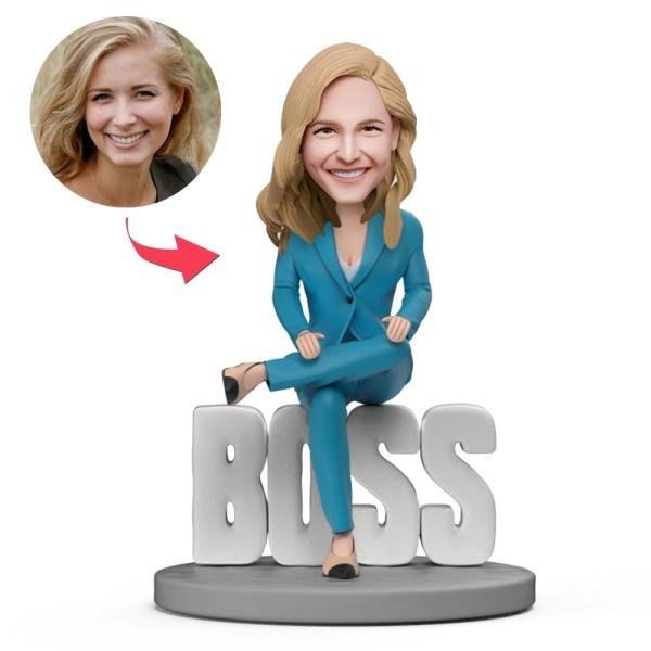 Domineering Lady Boss Custom Bobblehead with Engraved Text