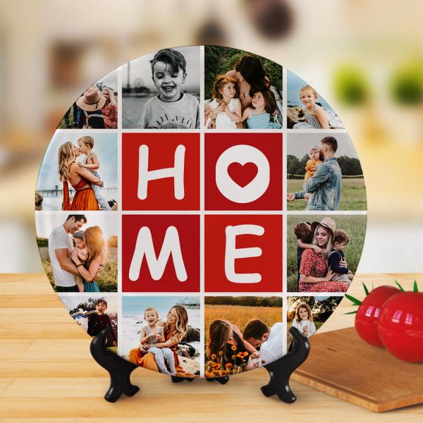 Home Decor Photo Plates Personalised Collage Photo Dinner Plates With 12 Pictures