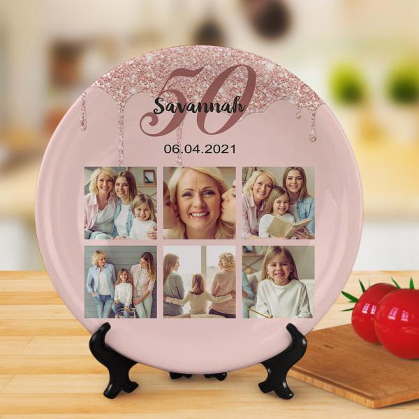 Personalized Mother's Day Plates Birthday Dinnerware Ceramics Plate