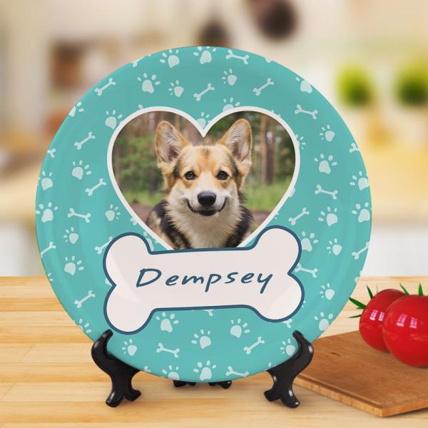 Personalized Pet Name Photo Ceramics Dinner Plates For Pet