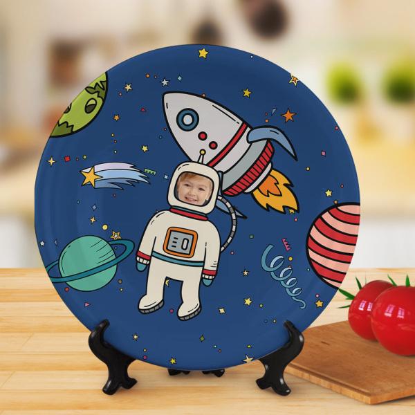 Universe Planet Plates Custom Face Astronaut Dinner Plates For Kids
