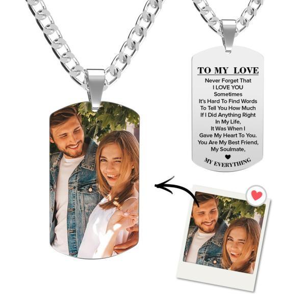 Personalized Engraved Stainless Steel Dog Tag Picture Necklace Gifts for Love