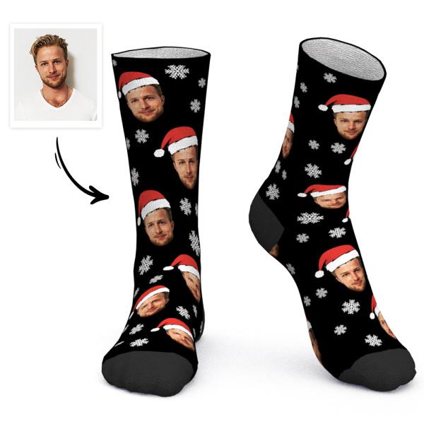 Custom Face Santa Hat Socks Personalized Photo Socks