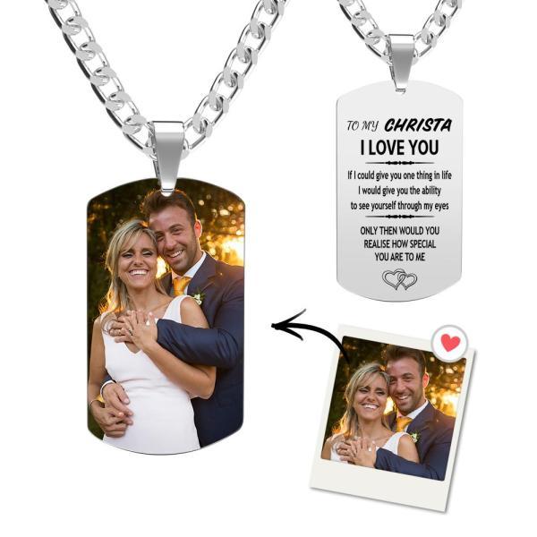 Valentine's Day Gifts Personalized Stainless Steel Military Dog Tags Engraved Necklace With Photo