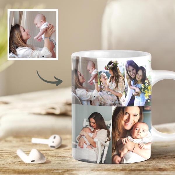 Custom Collage Pictures Mugs Ceramic Coffee Mug with 10 Photos
