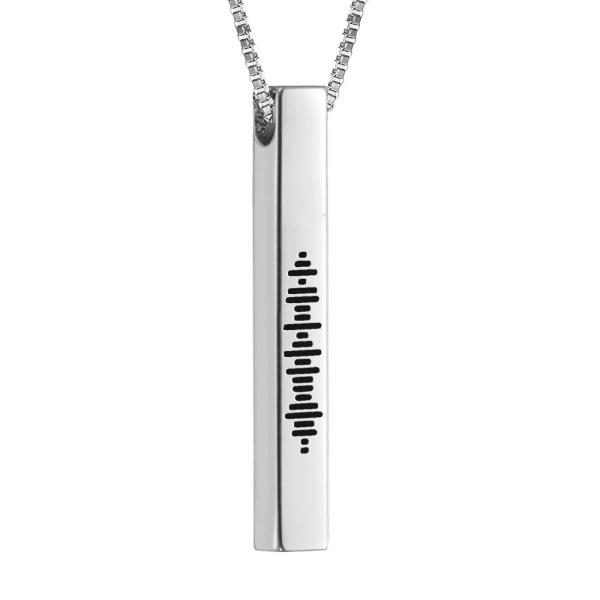 Custom Engraved Stainless Steel Scannable Music 3D Vertical Bar Necklace