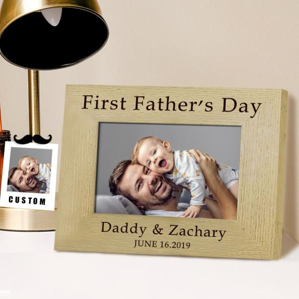 Personalized Photo Frame First Father's Day Wood Picture Frame For New Dad