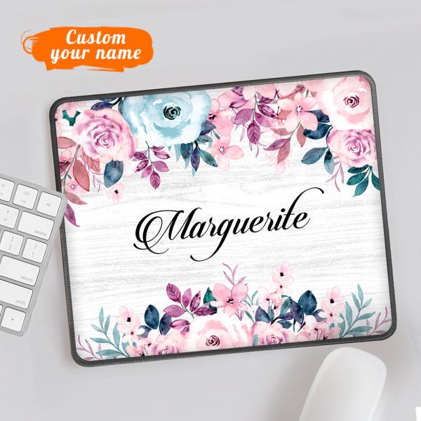 Custom Name Mouse Pads Colorful Floral Mousepad Office Decor