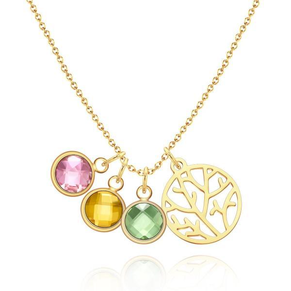 Custom Birthstone Pendant Jewelry Gold Birthstone Necklace Stainless Steel