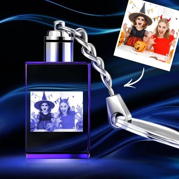 Personalized Photo Rectangle Crystal Keychain With LED Light