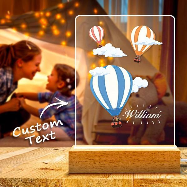 Personalized Name Table Night Light Hot Air Balloon Bedside Lamp Gift For Kids
