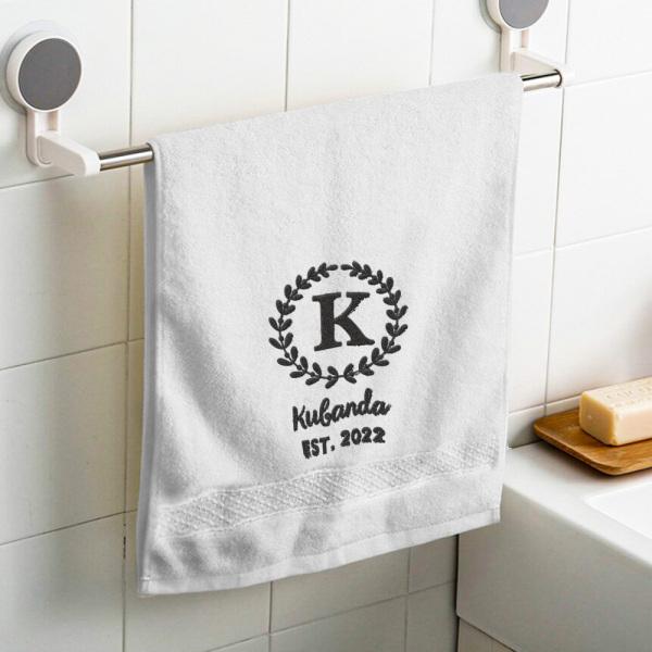 Custom Monogrammed Hand Towel Personalized Embroidered Towels for Bathroom