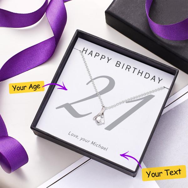 Personalized Your Age Message Card with Necklace Gift for Birthday
