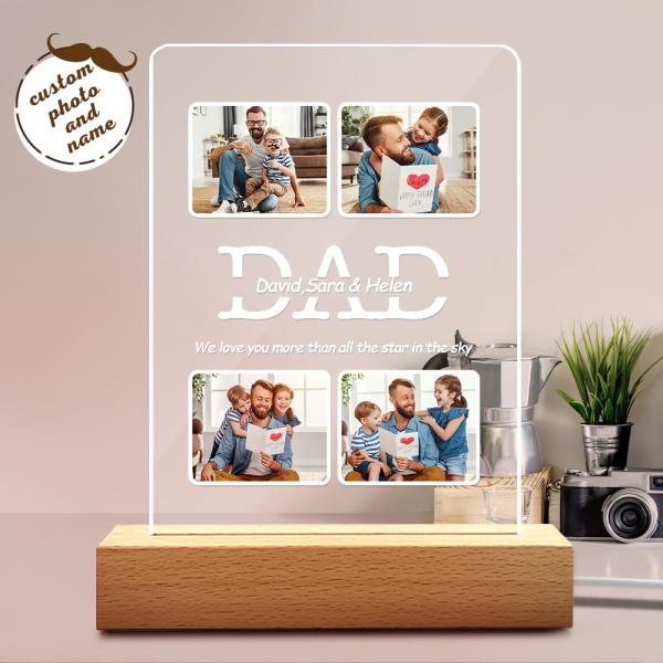Personalized Photo Night Light with Name We Love You More Than All the Star In the Sky for Dad