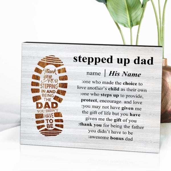 Personalized Name Stepped Up Dad Tabletop Frame Gifts for Father's Day