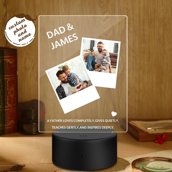 Father's Day Gift Night Light Custom Name and Photo Night Lamp for Dad