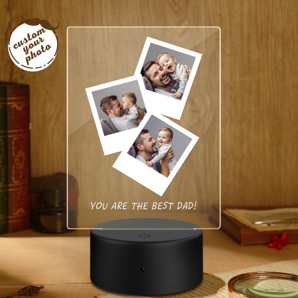 Father's Day Gift Personalized Photo Wooden Base Night Light for Dad