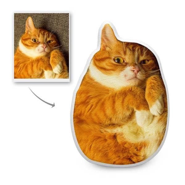 Custom Cute Cat Face Pillow Personalized Photo Shaped 3D Portrait Pillow