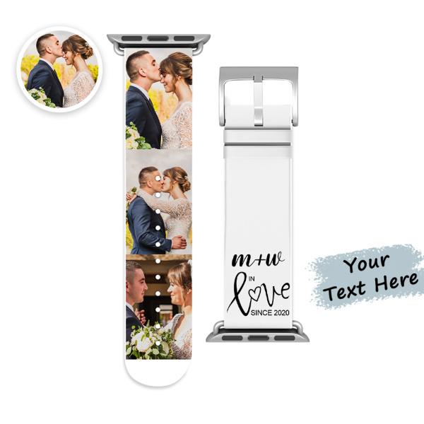 Custom Collage Photo Apple Watch Bands Silicone Wristband Strap For Anniversary Gift